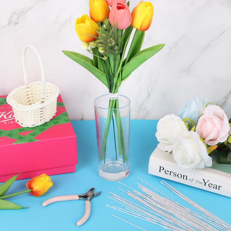 18 Gauge White Floral Stem Wire, 100 PCS Paper Wrapped