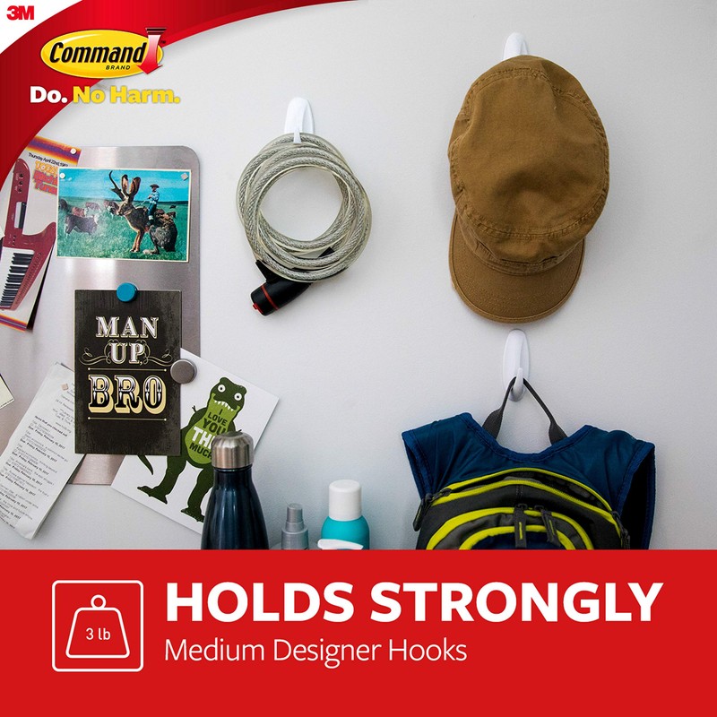 Command Medium Designer Hooks, 2 Hooks and 4 Strips, Damage-Free