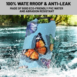Cliduli Waterproof Dry Bag,Roll Top Butterflies Waterproof Backpack 5L/10L/20L Floating and Lightweight Bags for Kayaking, Boating, Fishing, Swimming and Camping