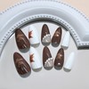 Fall Press on Nails Medium Almond Brown Fake Nails with