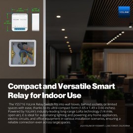 YoLink Relay Switch for Indoor Lighting, Any Home Appliances, Electric Circuits, Office Equipment up to 15A, Real-Time Power Monitor, App Push, Email, SMS, Alexa, Google, IFTTT, HA, Hub Required