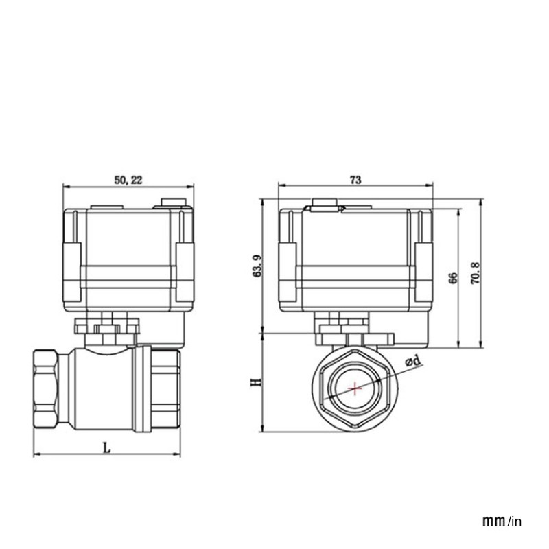 Motorized Ball Valve Stainless Steel Straight Through Mini Hydraulic Fitting