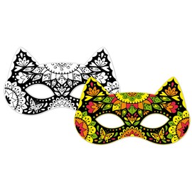 Janod - Set of masks and neon pens - Les Ateliers du Calme - Set for creative leisure activities for children - Developing fine motor skills and creativity - From 7 years, J07944