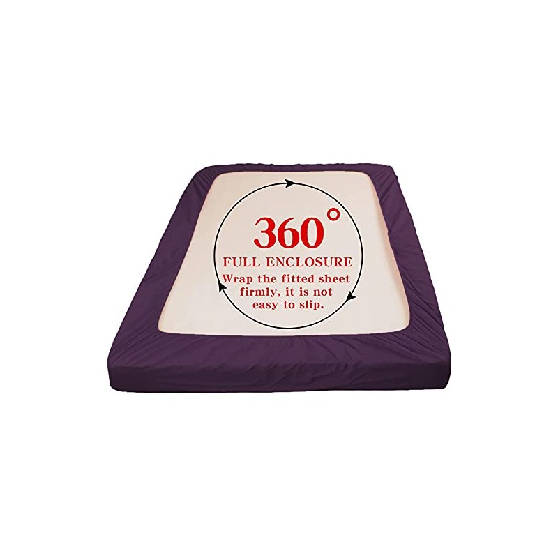 Rohi Bedding Plum Cotton Blend Double Bed Size Fitted Sheet,