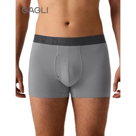 gagli Men's Underwear, Modal Comfort Breathable Boxer Briefs, Elastic Waistband, Seamless Label,2-Pack L+ Light Gray