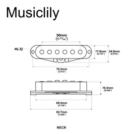Artec SSA-12 Vintage Staggered Alnico 5 Pickup Single Coil Neck Pickup 6.3K for Strat Style Electric Guitar, White