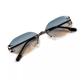 Street Knitted Vintage Gray Gradient Hip Hop Men's Luxury Silver Frame Fashion Sunglasses