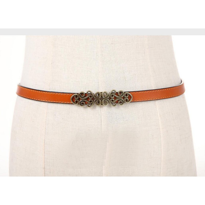 Diyafas Women's Adjustable Leather Belt for Dress Jeans Thin Belt