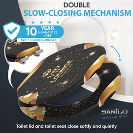 SANILO Wooden Toilet Seat with Soft Close [ROUND] - Decorative, Quiet & Slow Close Molded Wood Seat - With Strong Bumpers & Hinges - Adjustable Fit – VIP-Lounge