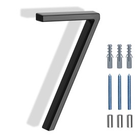 House Numbers, 5" Floating Stainless Steel Address House Number Sign, Modern Metal Anti-Rust House Numbers with Nail Kits for Door Yard Street Mailbox(Number 7)