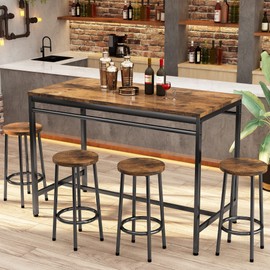 DKLGG Dinner Table Set for 4, Modern Kitchen Table and Chairs for 4 Wooden Top and Adjustable Metal Legs, Small Dining Room Table Set 5 Pieces Compact Design for Small Space