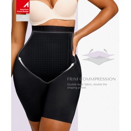 SHAPELLX Shapewear Tummy Control High Waisted Body Shaper Shorts Shapewear for Women Slip Shorts Butt Lifting Higher Power (Black, Small)