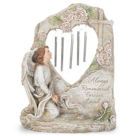 Joseph's Studio by Roman, 11.25" H Memorial Angel with Chimes Garden Statue, Religious Outdoor Decor