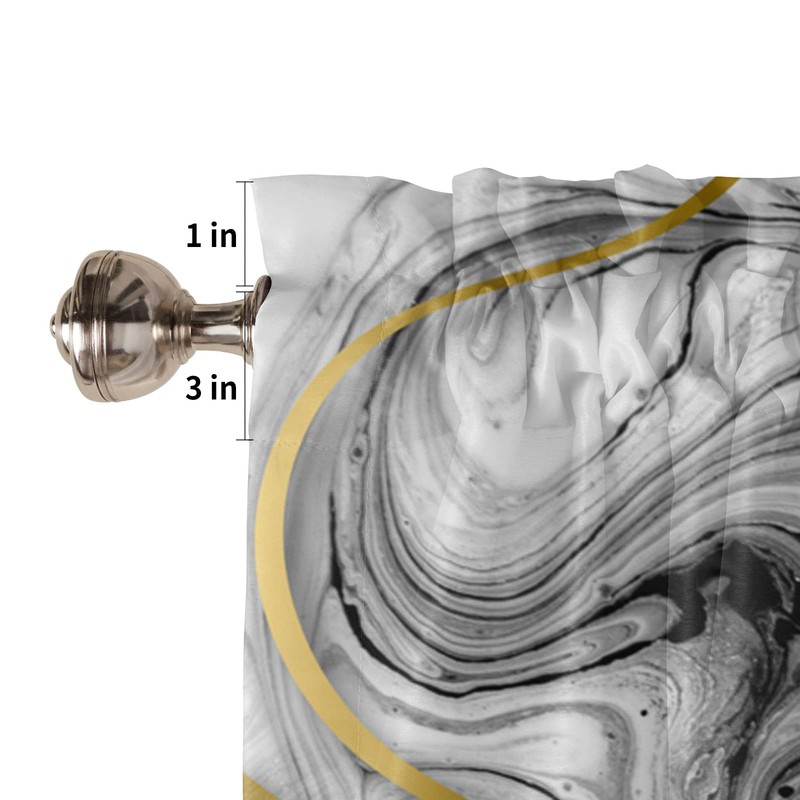 Savannan Window Curtains Valances, Marble Texture Line Black Gold White