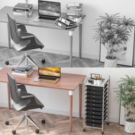 OFFICEJOY Storage Cart, Rolling Utility Cart with 10 Drawers, Portable Handles & Lockable Wheels, Mobile Paper Toys Storage Organizer Large Capacity for Home Office School Teacher (Black)