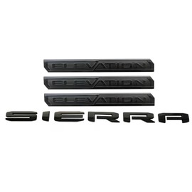 Side Front Door or Rear Liftgate Emblem Badge Nameplate Logo Replacement for 2019-2023 Elevation Sierra 4PCS (Gloss Black)