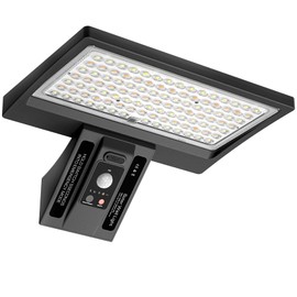 UCGG Solar Wall Light Outdoor, 1050Lm, Type 2 Optical Lens, 104 LED Dual Color Temperature 3-Mode Lighting Wall Light with Remote Control, IP65 Waterproof, PIR Motion Sensor & USB Charging,Black