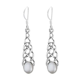 Silverly Women's 925 Sterling Silver Celtic Knot Mother of Pearl Dangle Earrings