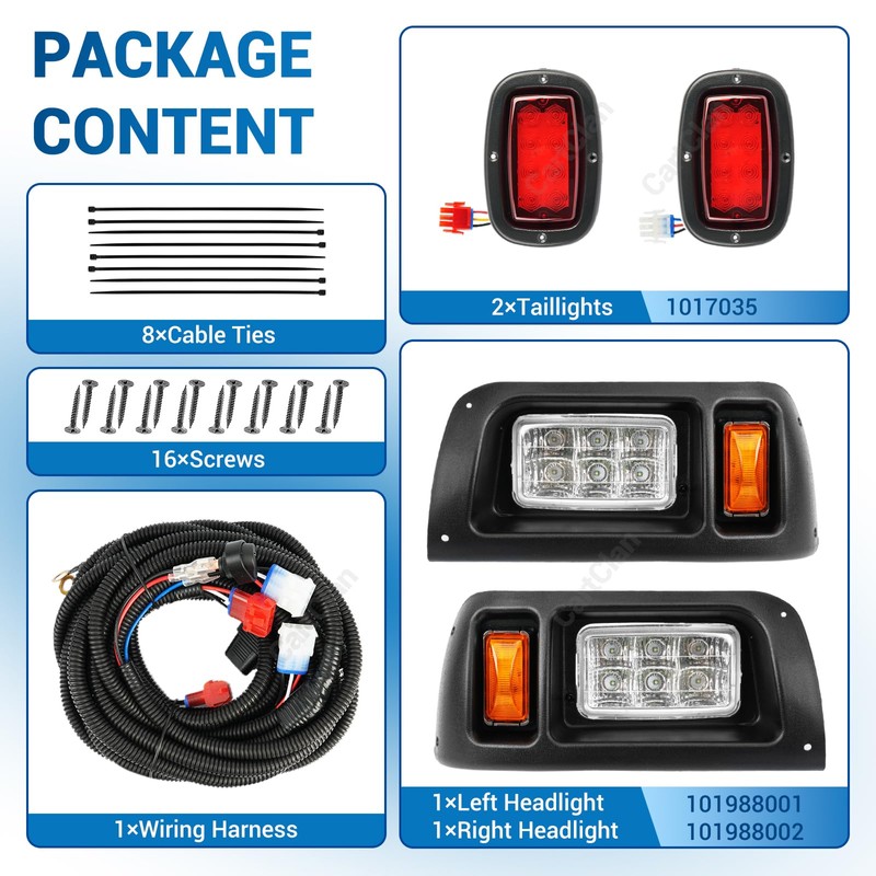 CartClan Club Car DS Led Headlight and Tail Light Kit