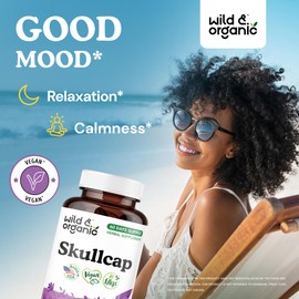 Wild & Organic Wild & Organic Skullcap Herb Capsules 1200 mg - Calming Skullcap Supplement - 120 Capsules - Scutellaria Lateriflora Leaf Extract - 2-Month Supply - Vegan, No Fillers, Non-GMO