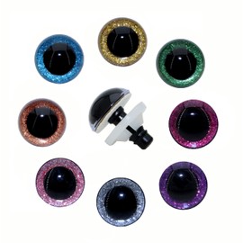 Glitter Safety Eyes for Crochet - 128Pcs 15mm 8 Colors Plastic Amigurumi Eyes for DIY Making of Stuffed Animals, Crafts, Bear Plushies, Toy Supplies
