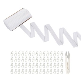 Luxoraiova Curtain Tape Ruffle Tape 30 m x 2.7 cm Curtain Tape for Ironing Curtain Tape for Sewing with 60 Pieces Curtain Hooks and 1 Piece Scissors Curtains Accessories