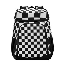 Black White Checkered Cooler Backpack Insulated Leak Proof Beach Cooler Bag 30 Cans Waterproof Lightweight Soft Lunch Picnic Hiking Camping Backpack Cooler for Men Women