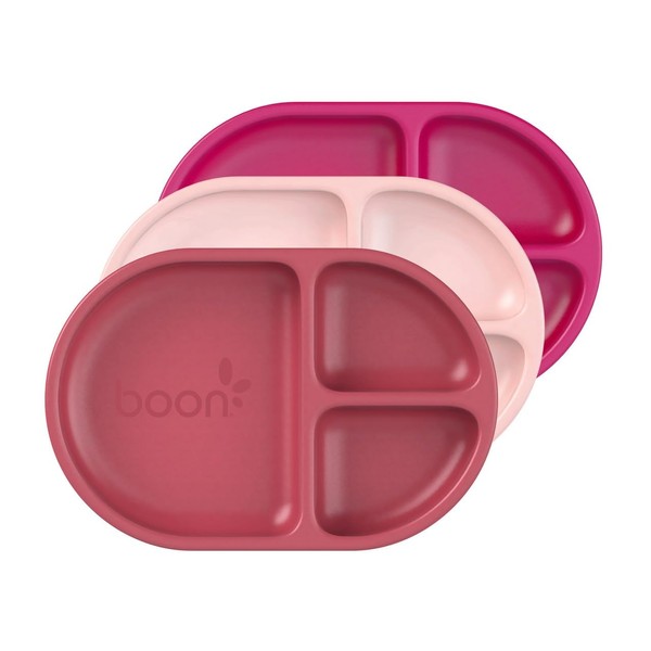 Boon Chow Silicone Plate Set - 3 Unbreakable Divided Toddler