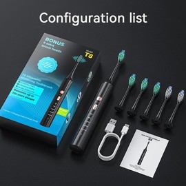 Sonic Electric Toothbrush for Adults with 6 Brush Heads, Electric Toothbrush with 42000 VPM Deep Clean 5 Modes, Rechargeable Toothbrushes Fast Charge 2-3 Hours Last 90 Days, IPX7 Waterproof for Use In The Shower - Color: Black