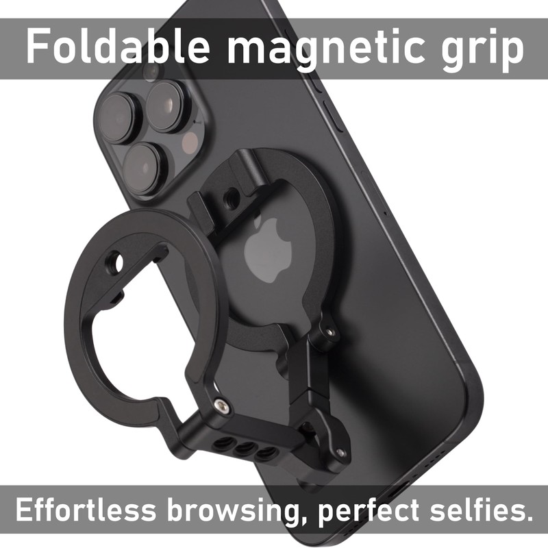 Dual Magnetic Ring Phone Mount - Foldable 360° Rotation CNC