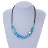 Avalaya Light Blue Coin Shell Bead Cluster with Black Faux