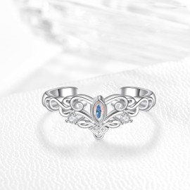 KINGWHYTE Thumb Rings for Women 925 Sterling Silver Celtic Ring Adjustable Wishbone Ring with Cubic Zirconia His and Her Wedding Bands Promise Jewellery for Couples