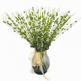 Artificial Glitter Berry Stem Ornaments, Fake Christmas Picks Decorative 17 inches Glitter Bead Sticks for Christmas Tree DIY Wreath Crafts Vase Gift Fireplace Holiday Home Decor - Green 10 Pack