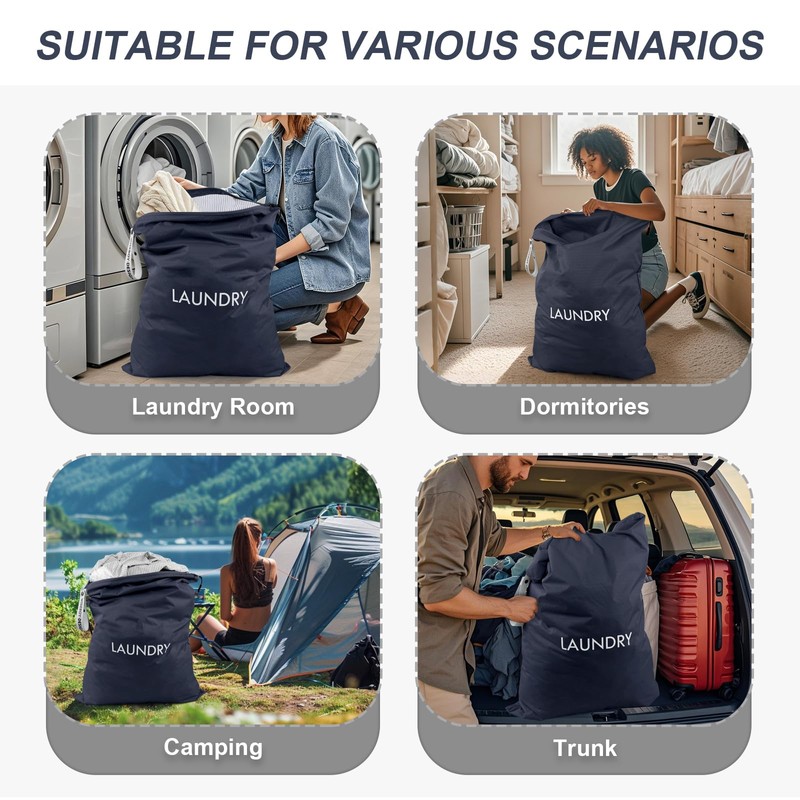 WiseBoy Laundry Bag, 23.6x35 inch Oversized Laundry Bags, Travel Laundry