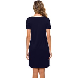 WiWi Soft Nightgown for Women Short Sleeve Sleep Shirts Plus Size Ladies Sleepwear Pajamas S-4X, Navy, X-Large