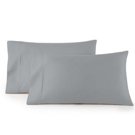 Linen Closet Luxury Cotton 600 Thread Count Performance Cotton Standard Pillowcases, Set of 2, Light Gray