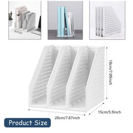 MEISO Foldable Magazine Rack, 3 Compartments Format Organizer Desk Organizer for Office, School, Home (White)