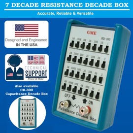 GME RD-300 Resistance Substitution Decade Box, 7 Decades Range, 1Ω to 11MΩ, 1% Accuracy, 1-Watt Rated resistors, Designed in The USA