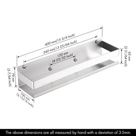 KES Bathroom Shower Shelf 15.7-Inch Bathroom Shelf Wall Mount Shower Caddy Stainless Steel Brushed Finish, BSC205S40B-2