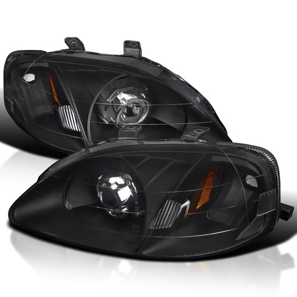 Spec-D Tuning Retrofit Style Projector Headlights Black Compatible with 1999-2000