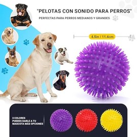 Wolfi Pelotas para Perro, Juguetes de Pelota Masticable,Pelota Interactiva de Goma, Juguete para Cachorros, Pelotas Chirriantes de 2.5 Pulgadas, (Gran