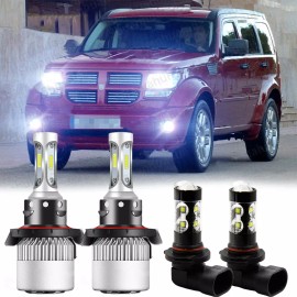 Unbranded For Dodge Nitro 2007-2009 6000K 4X LED Headlights High/Low + Fog Bulbs Combo Kit