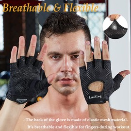 LeerKing Fitness Handschuhe Damen Herren Atmungsaktive Trainingshandschuhe Sporthandschuhe für Fitnessstudio Pole Dance Yoga Laufen Schwarz S