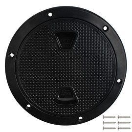 VEITHI Escotilla de inspección circular antideslizante de 6 pulgadas, placa de cubierta de escotilla de barco con cubierta desmontable para caravana, barco, kayaks, yate, escotilla de inspección redonda antideslizante con tornillos (negro)