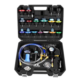 JIFETOR 28PCS Radiator Pressure Tester and Coolant Refill Tool Kit, Auto Cooling System Leakage Test and Pneumatic Vacuum Purge Filling Set Universal for Airlift Car Auto Truck