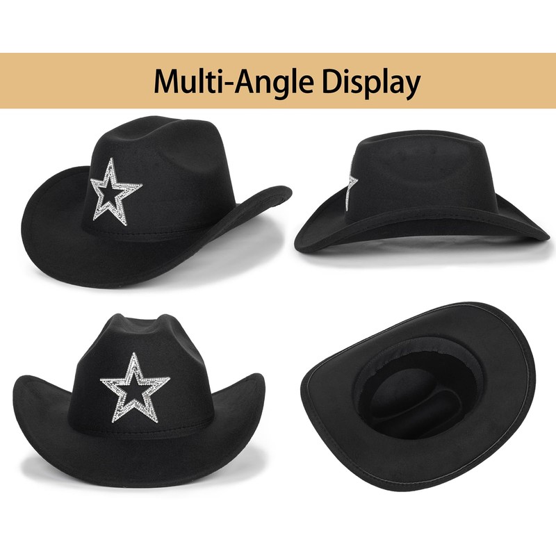 INOGIH Western Cowboy Hat, Disco Cowgirl Hat, Fedora Hat with