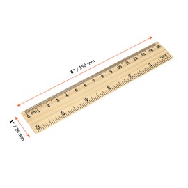 SINJEUN 216 Pack 6 Inch Wood Ruler, 2 Scales 15 cm Wooden Straight Rulers Double-Sided Scale Ruler Measuring Tool for Students School Home Office Architects Engineers