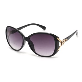 JM Klassisch Bifokal Lesebrille Platz Stylish Gradient Sonnenbrillen Leser für Damen Schwarz +1.5