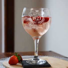 101st Birthday Gift Vintage 1923 Aged to Perfection Engraved Large Gin Glass Present for 101 Year Old Etched 645ml Gin Goblet