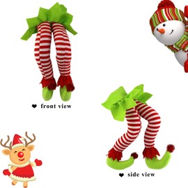 WEWILL 20'' Christmas Elf Legs Tree Decorations Stuffed Elf Leg for Xmas Home Party Tree Fireplace Ornaments (Green)